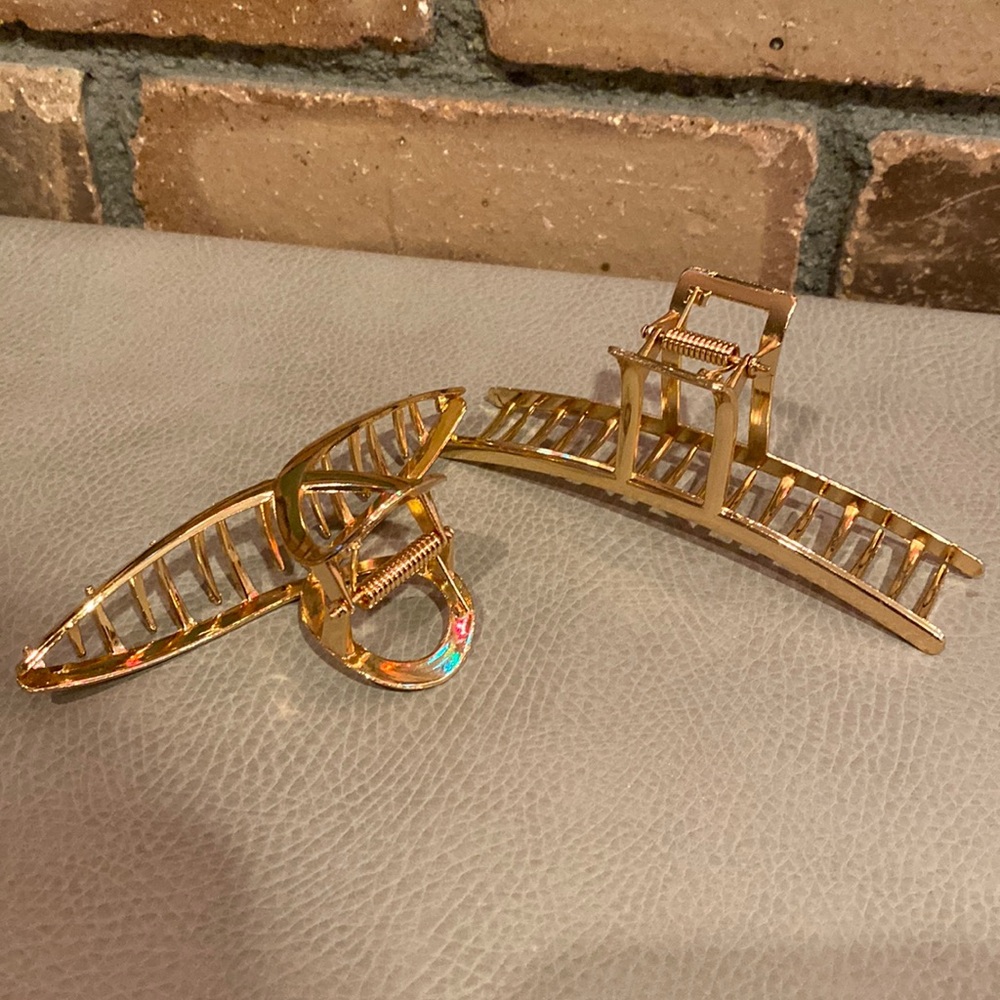 Set of three Gold Hair Claw Clips